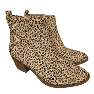 Lucky Brand Natania Metallic Leopard Calf Hair Ankle Boot 8.5